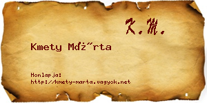 Kmety Márta névjegykártya